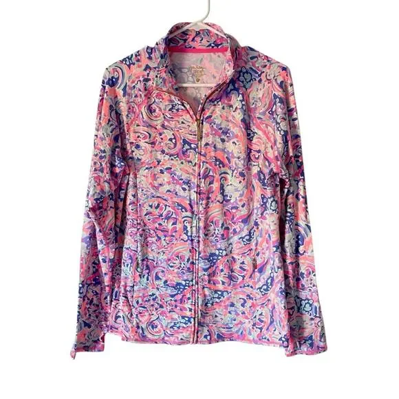 Lilly Pulitzer Luxletic Playa Serena Full Zip Jacket size XL Blue Pink - Picture 4 of 10